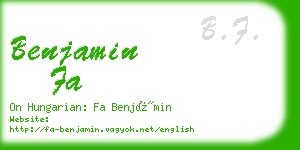 benjamin fa business card